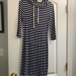 Blue and white stripped sweatshirt dress